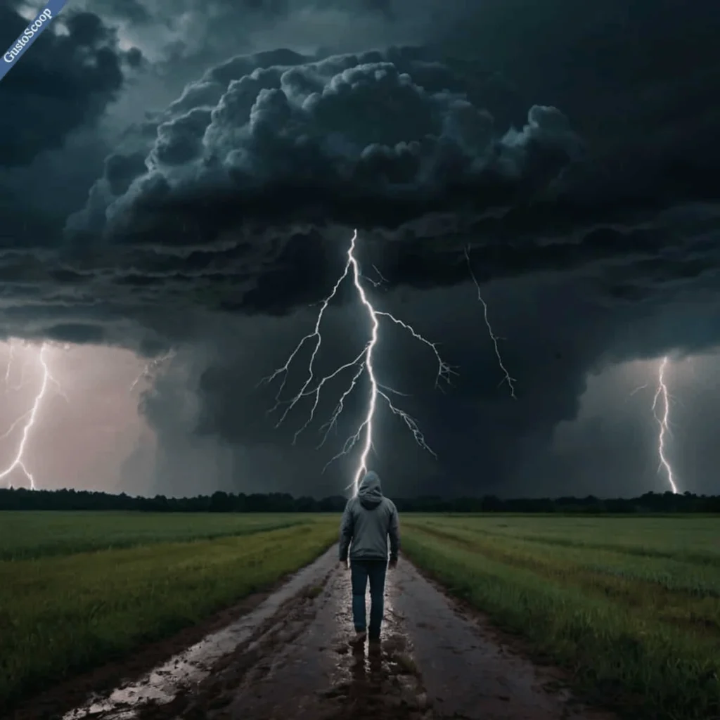 Brain with stormy weather illustrating bipolar disorder symptoms.