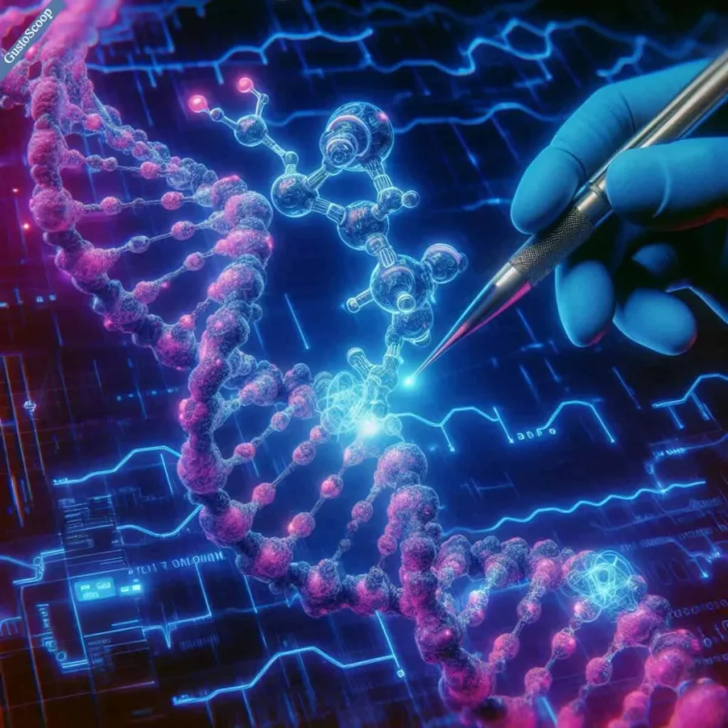 CRISPR gene editing targeting dopamine production in DNA.