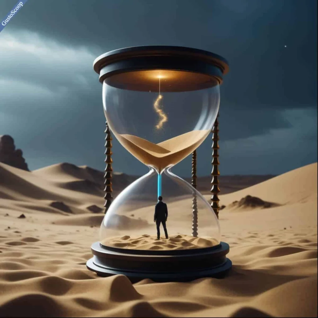Hourglass art depicting dopamine loss from stress and poor sleep.