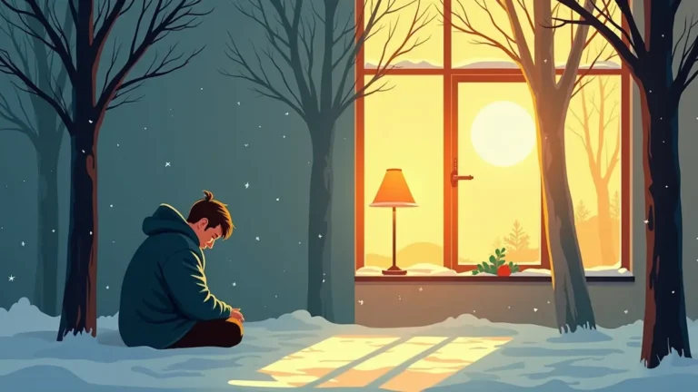 Contrast of dark winter scene and bright sunlight representing Seasonal Affective Disorder and coping methods