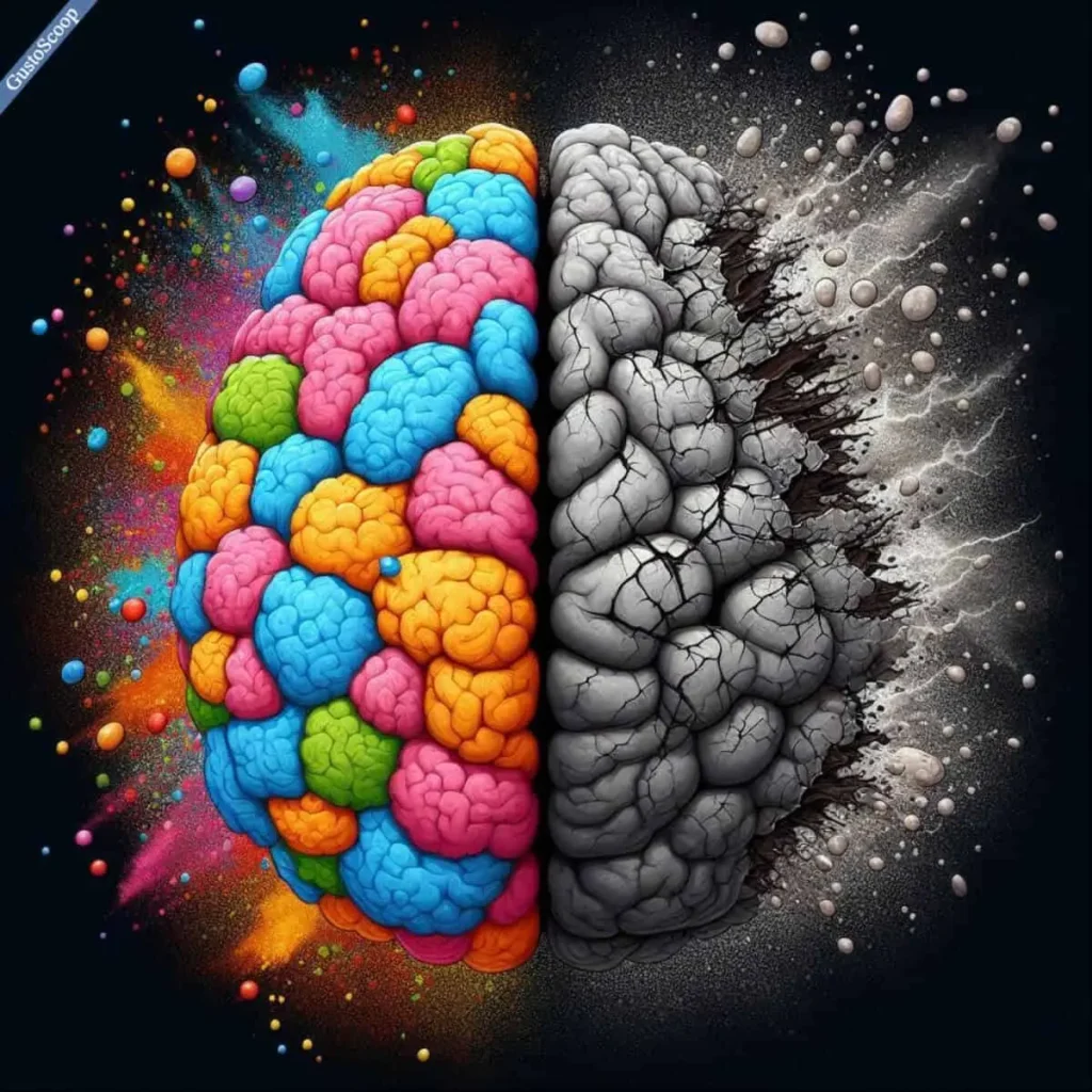 Burnout damaging the limbic system: cortisol eroding the hippocampus and amygdala.