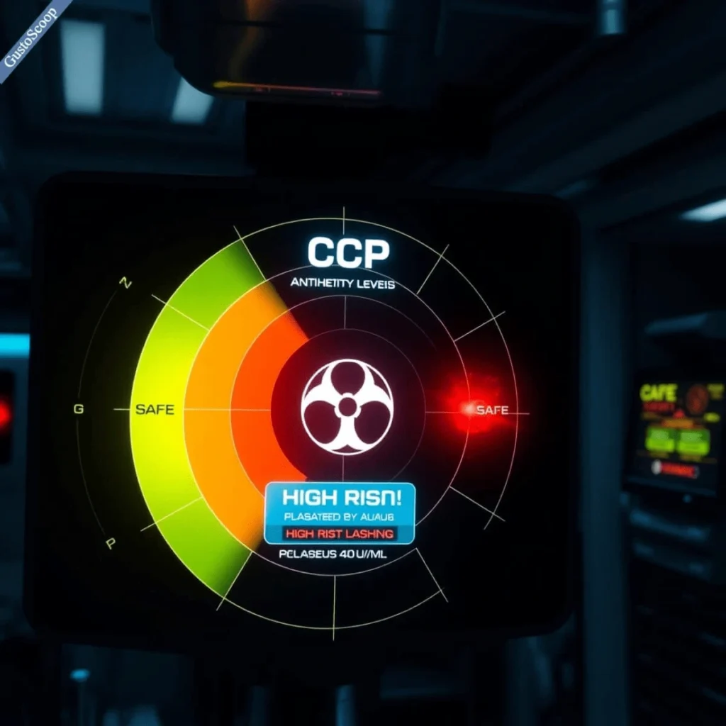 CCP antibody danger radar detecting high-risk autoimmune levels.