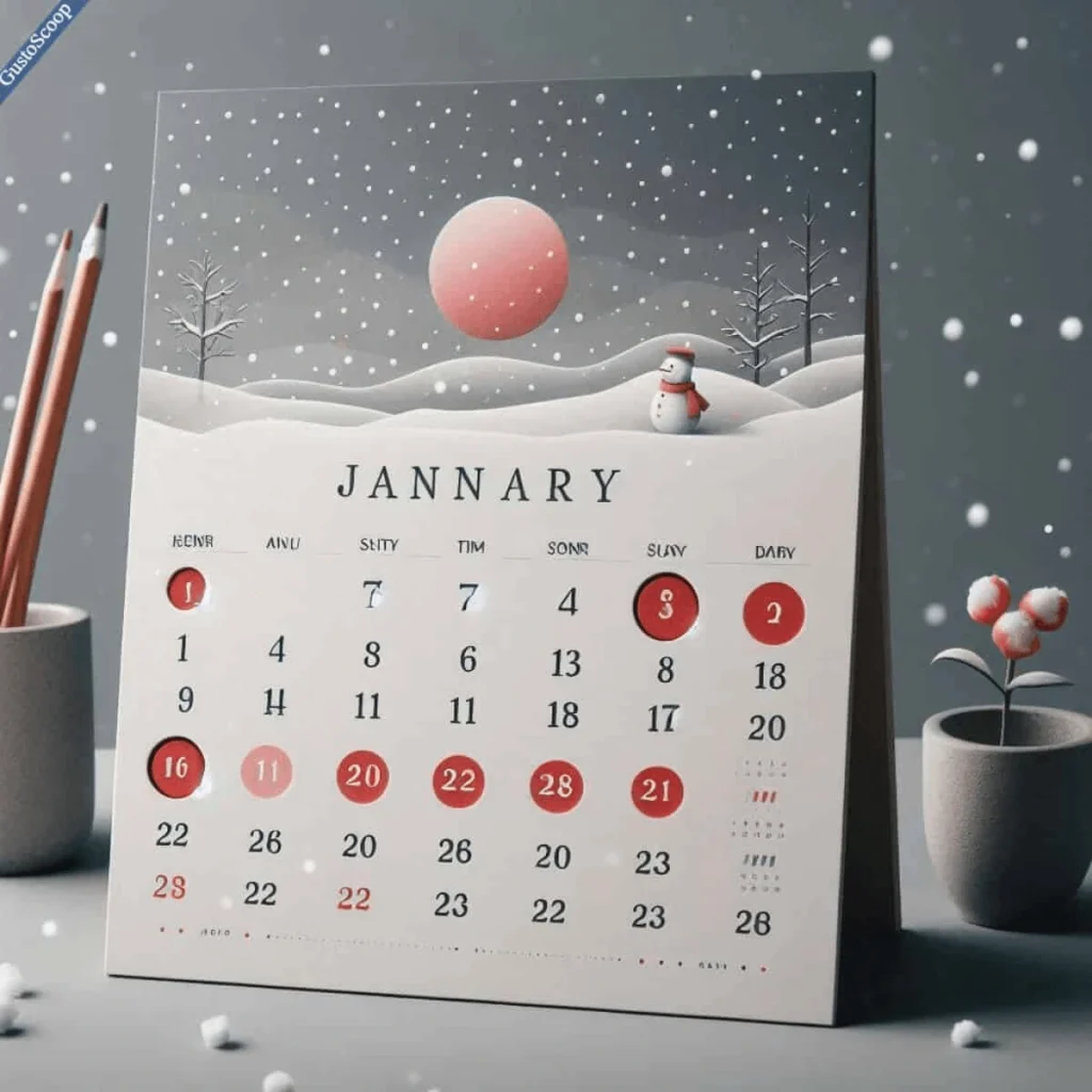 January calendar marked as peak month for Seasonal Affective Disorder (SAD) symptoms.