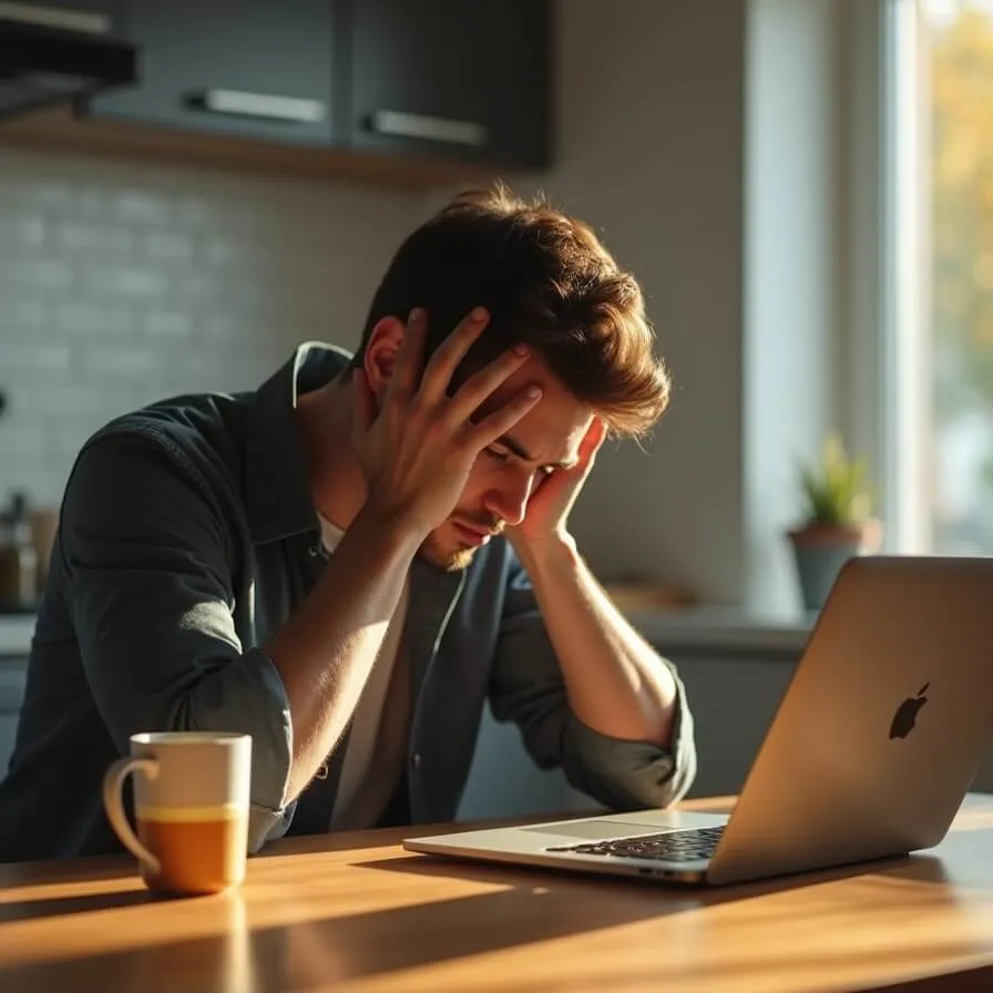 “Thoughtful person at a kitchen table, symbolizing empathy and the frustration of past failed attempts.”